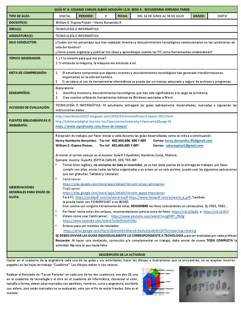 Guia 4 Tecnologia e Informatica Grado Sexto Virtual | PDF | Ventana ...
