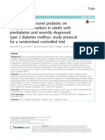 The Effect of A Novel Probiotic On Metabolic Biomarkers in Adults With Prediabetes An DM2