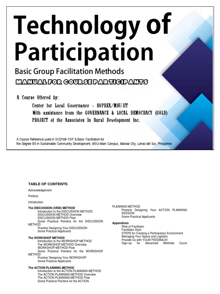 Technology of Participation Facilitation Guide | PDF | Leadership ...