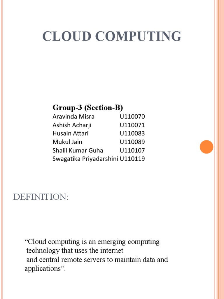 PPT On Cloud Computing | PDF | Cloud Computing | Computer Network