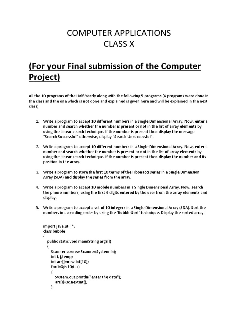Class 10 Computer Assignment | PDF | Array Data Structure | Integer ...