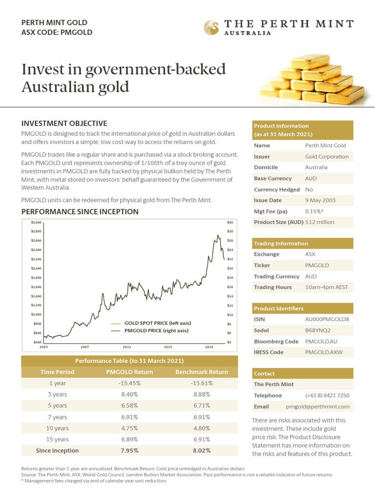 Invest in GovernmentBacked Australian Gold Perth Mint Gold Asx Code Pmgold PDF Gold As An
