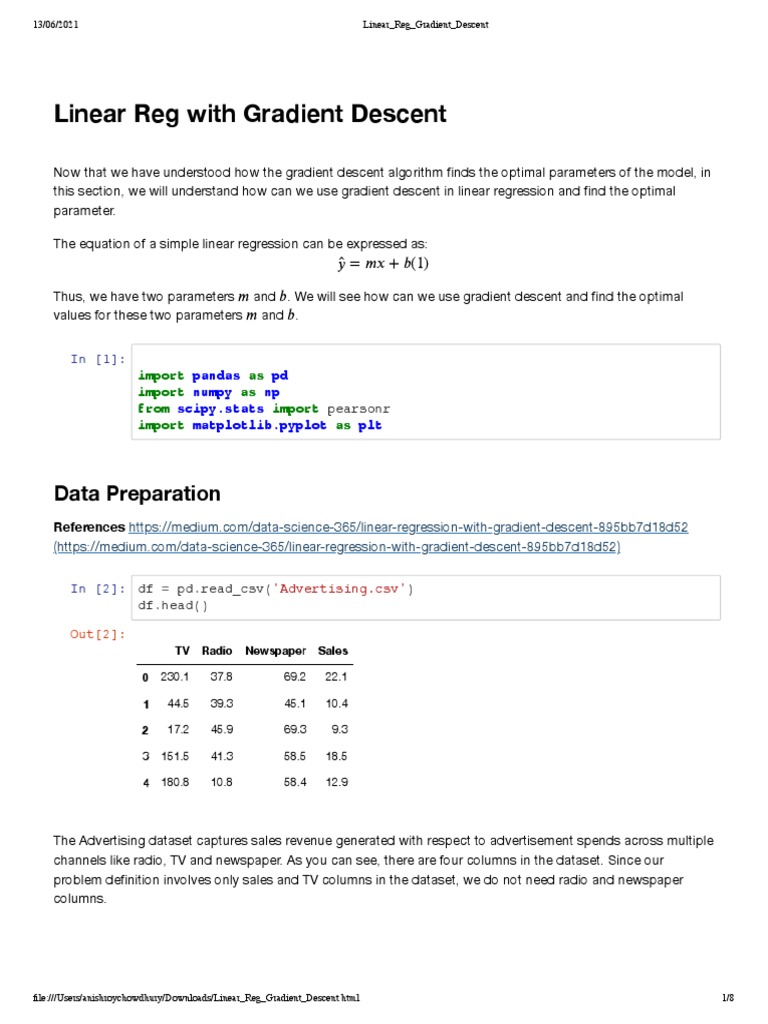 Linear Regression With Gradient Descent | PDF | Mean Squared Error ...