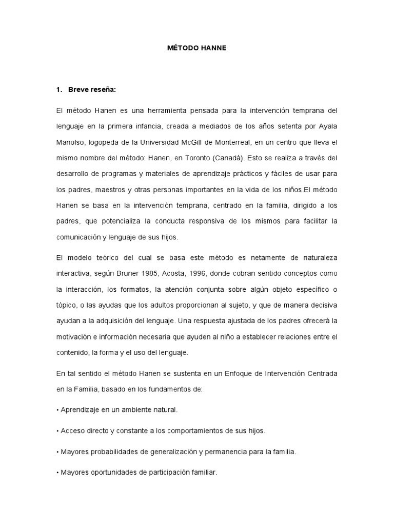 Método Hanen para la Comunicación Infantil | PDF | Aprendizaje | Sicología
