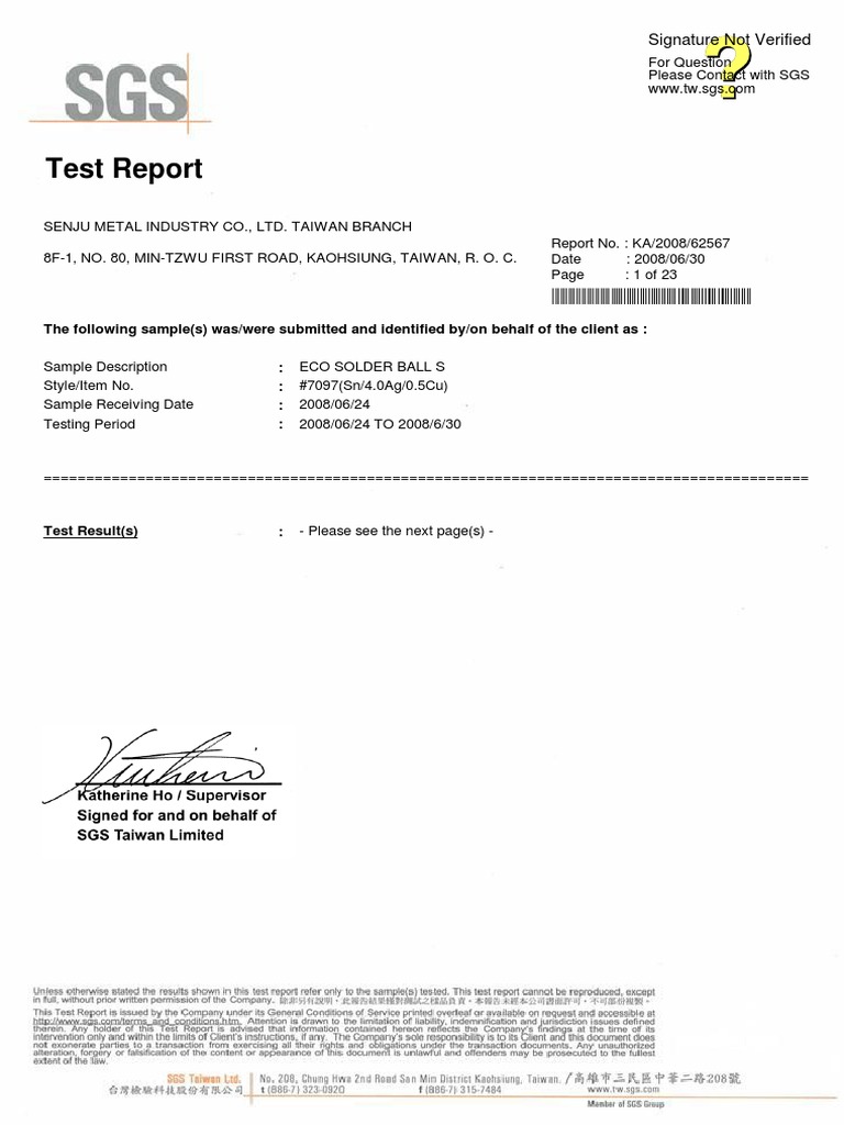 Solder Ball Senju Sn4.0Ag0.5Cu 20090630 PDF Physical Sciences