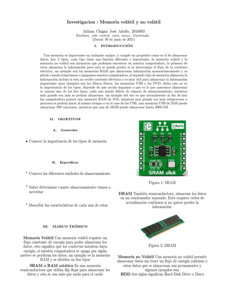 Memoria Volátil vs No Volátil | PDF | Almacenamiento de datos de la ...