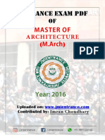 Entrance Exam PDF: Master of Architecture M.Arch)
