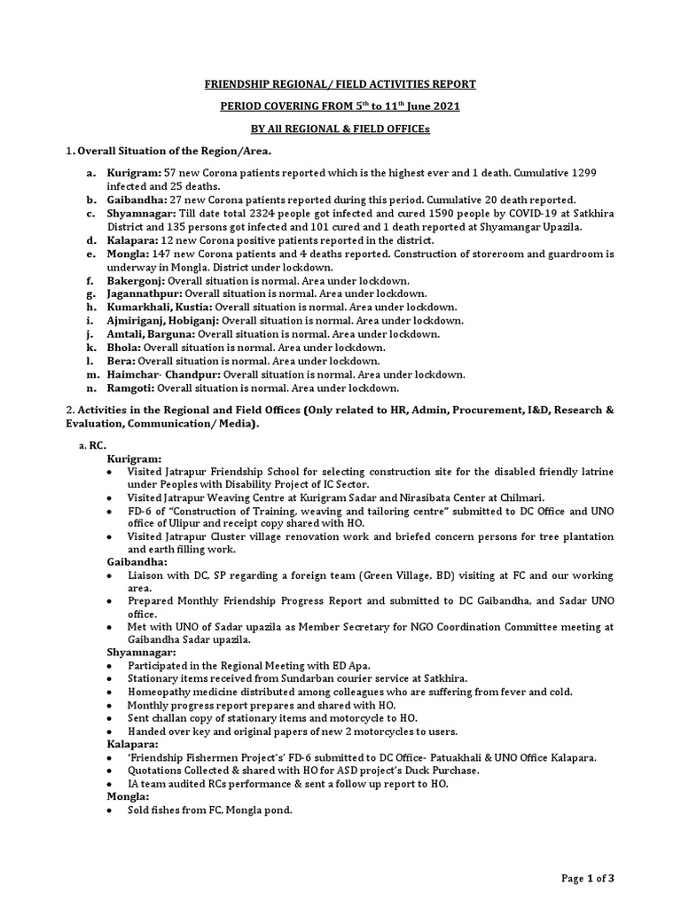 Field Activities Report 91 | PDF | Career & Growth