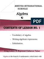 Westminster International Schools: Algebra