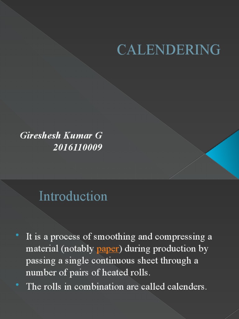 Calendering Process PDF Materials Building Engineering