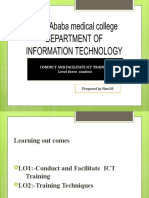 Conduct and Facilitate Ict Training Level Three Student: Prepared by Nuri.M