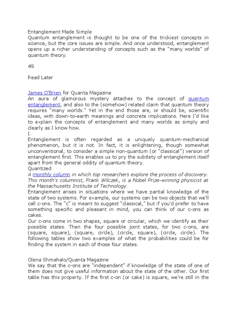 QUANTUM ENTANGLEMENT MADE EASY intelligence overview