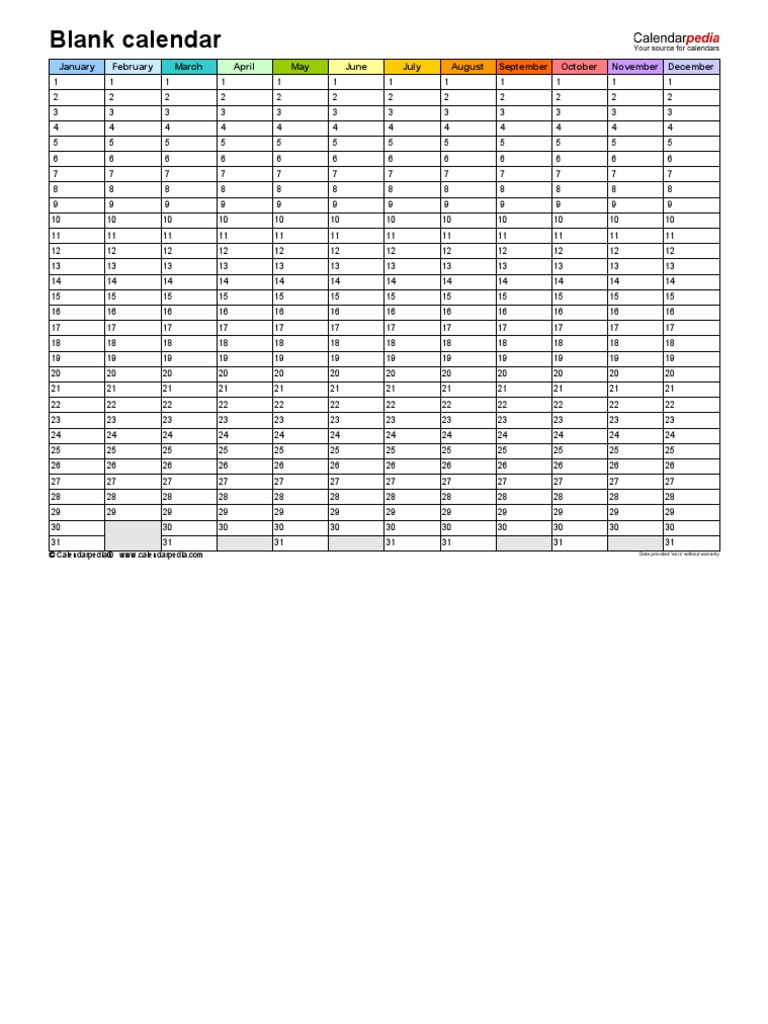 Blank Calendar Landscape | PDF