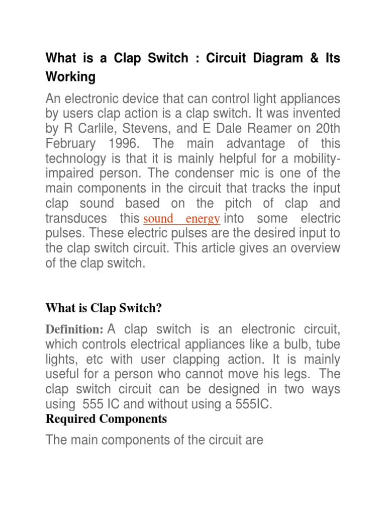 What Is A Clap Switch PDF Switch Electricity