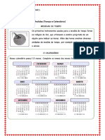 Matemática: Sistema de Medidas (Tempo e Calendário) : E. M. Pastor Haroldo Gomes. DATA: 05/08/2021. 3º ANO