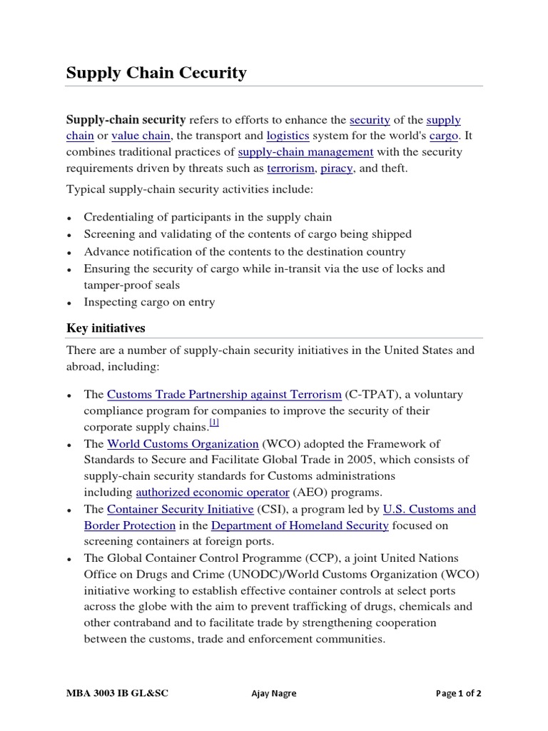 Supply Chain Security | PDF | Supply Chain | Business
