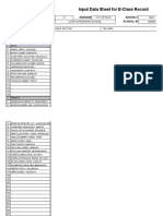 Input Data Sheet For E-Class Record: Region Division District School Name School Id