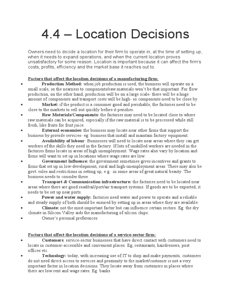 Importance of Location Decisions in Business | PDF | Retail | Labour ...