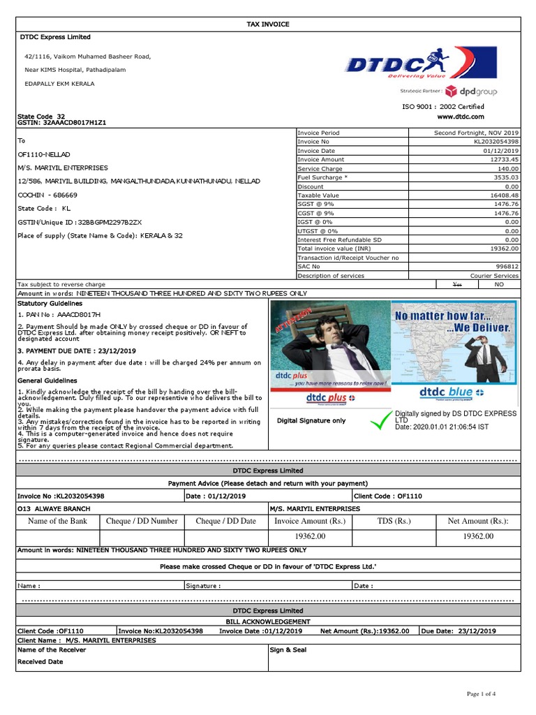 Name of The Bank Cheque / DD Number Cheque / DD Date Invoice Amount (RS ...