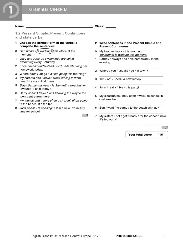 ECB1 Tests Grammar Check 1.2B | PDF | Linguistic Morphology | Languages