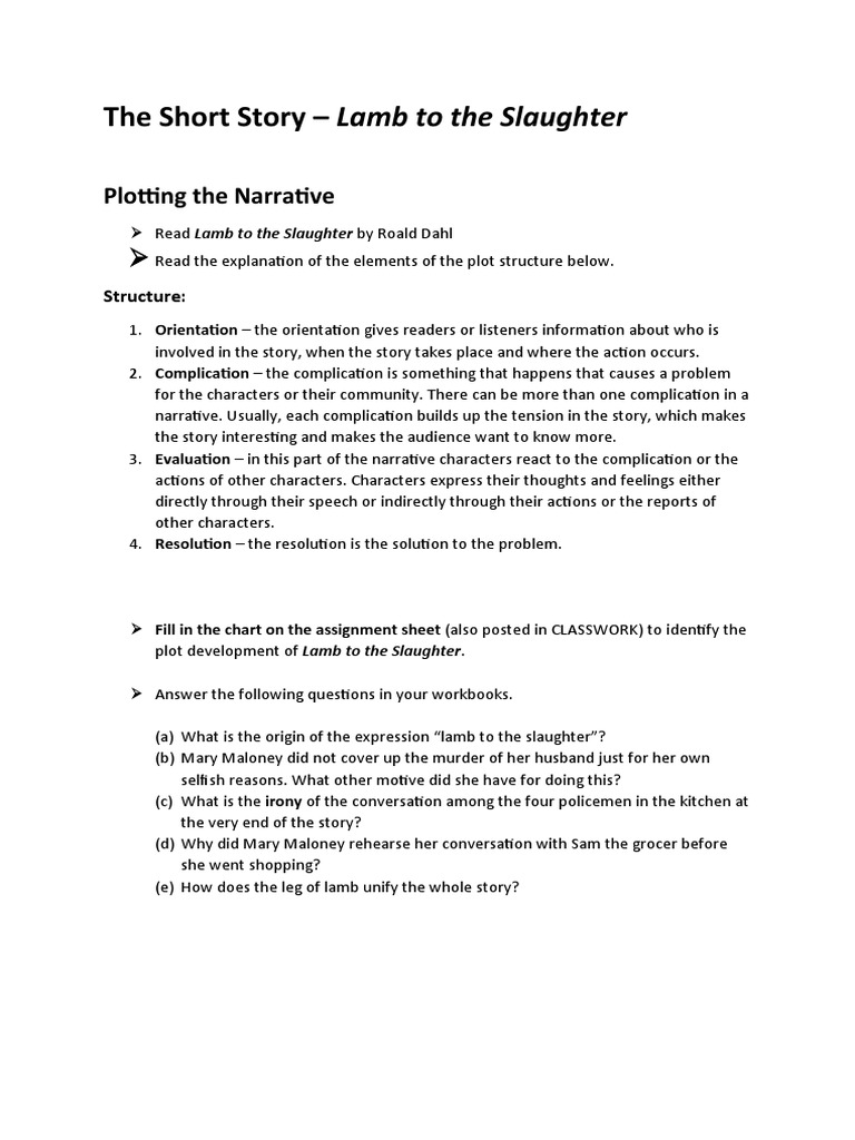 Plot Structure and Questions For Lamb To The Slaughter PDF