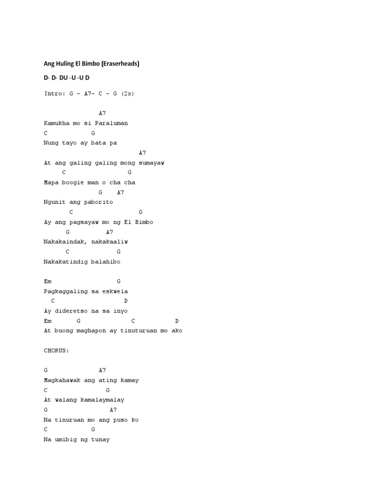 Huling El Bimbo Ukulele Chords | PDF
