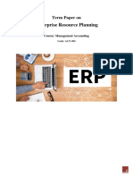 Enterprise Resource Planning: Term Paper On