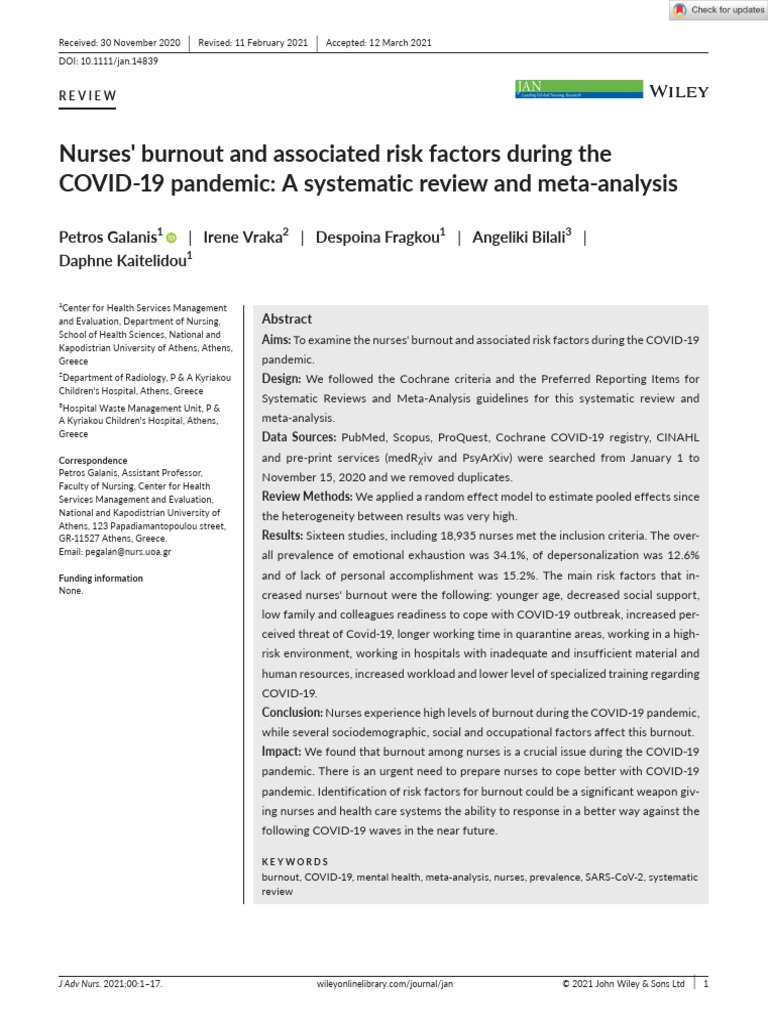 Nurses' Burnout and Associated | PDF | Occupational Burnout ...