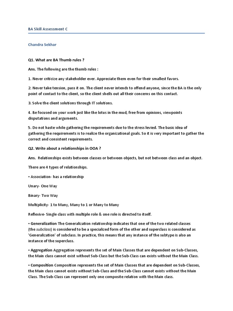 BA Skill Assessment C PDF Systems Science Systems Theory