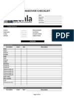 HandOver Checklist para Inspeccion