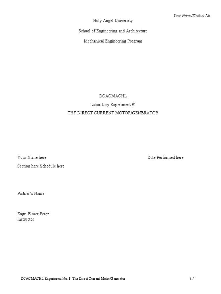 ME (1) The Direct Current Motor Generator REPORT1 | PDF | Electric ...