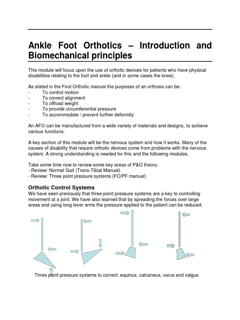 BFOAnkle Foot Orthotics Introduction and Biomechanical Principles