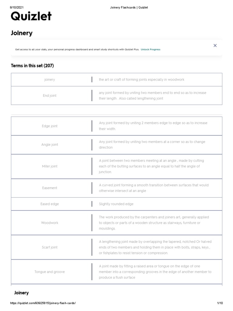 Joinery Flashcards Quizlet PDF Woodworking Wood