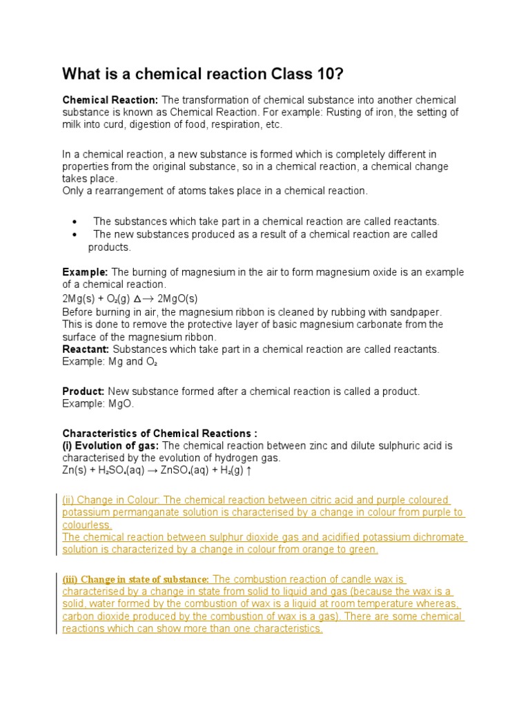 What Is A Chemical Reaction Class 10? (Iii) Change in State of