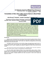 International Journal of Pharmtech Research: Formulation of Aloe Juice (Aloe Vera (L) Burm.F.) Sheet Mask As Anti-Aging