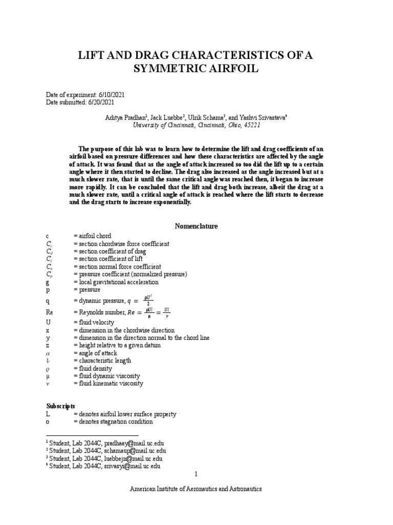 Lift and Drag of NACA 0012 Airfoil | PDF | Airfoil | Lift (Force)