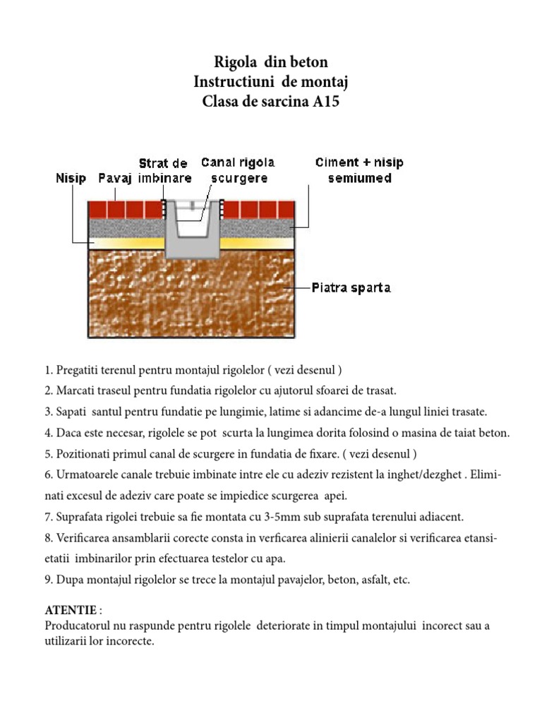 Rigole Din Beton Instructiuni | PDF