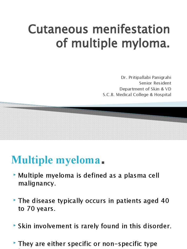 Cutaneous Menifestation of Multiple Myloma | PDF | Multiple Myeloma ...