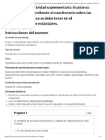 Actividad Suplementaria - Evalúe Su Aprendizaje Desarrollando El Cuestionario Sobre Las Consideraciones Que Se Debe Tener en El Establecimiento de Estándares