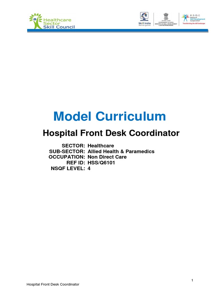 MC HSSQ6101 Hospital Front Desk Coordinator PostNSQC 11.12.2020 PDF Cardiopulmonary