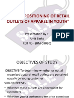 "Brand Positioning of Retail Outlets of Apparel in Youth": Presentation By:-Amit Sinha Roll No: - (BM-09030)