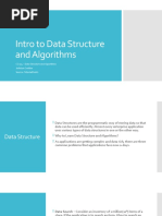 Intro To Data Structure and Algorithms