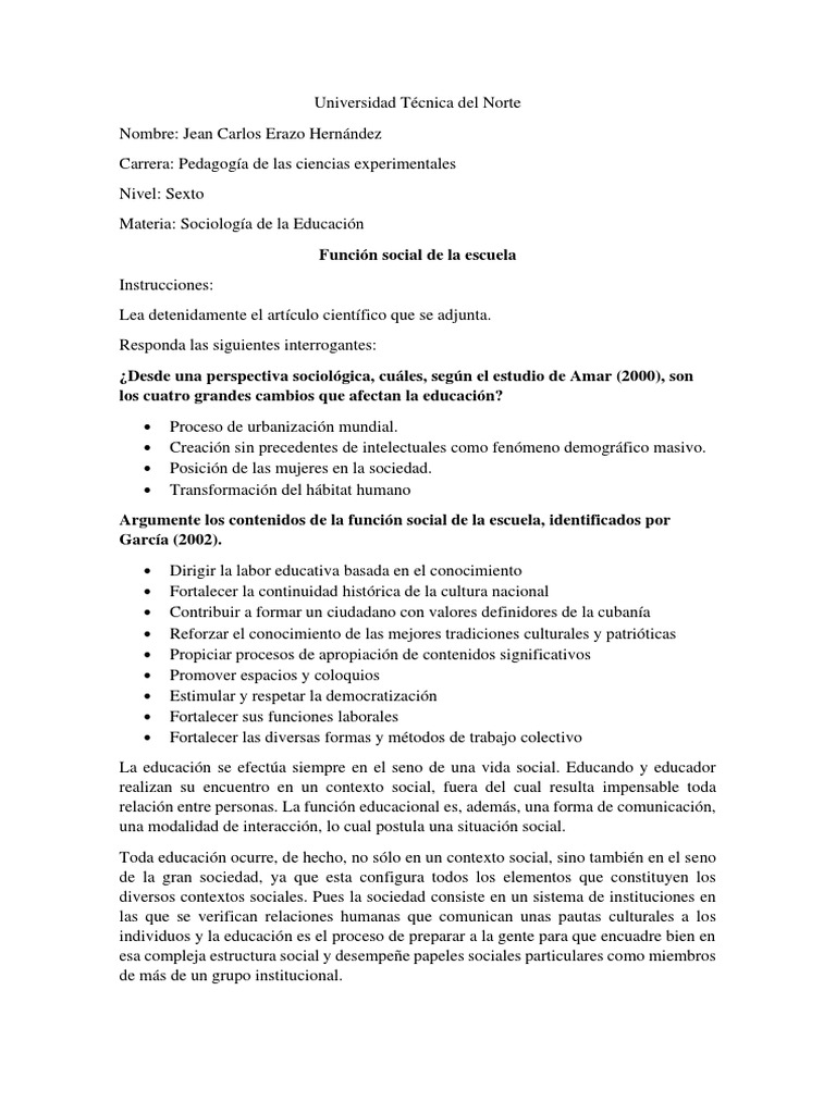 Función Social de La Escuela | PDF