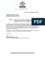 Excusa Por Asistir A Diligencia en La Inspeccion de Policia de Turbana El 10 de Agosto Del 2021