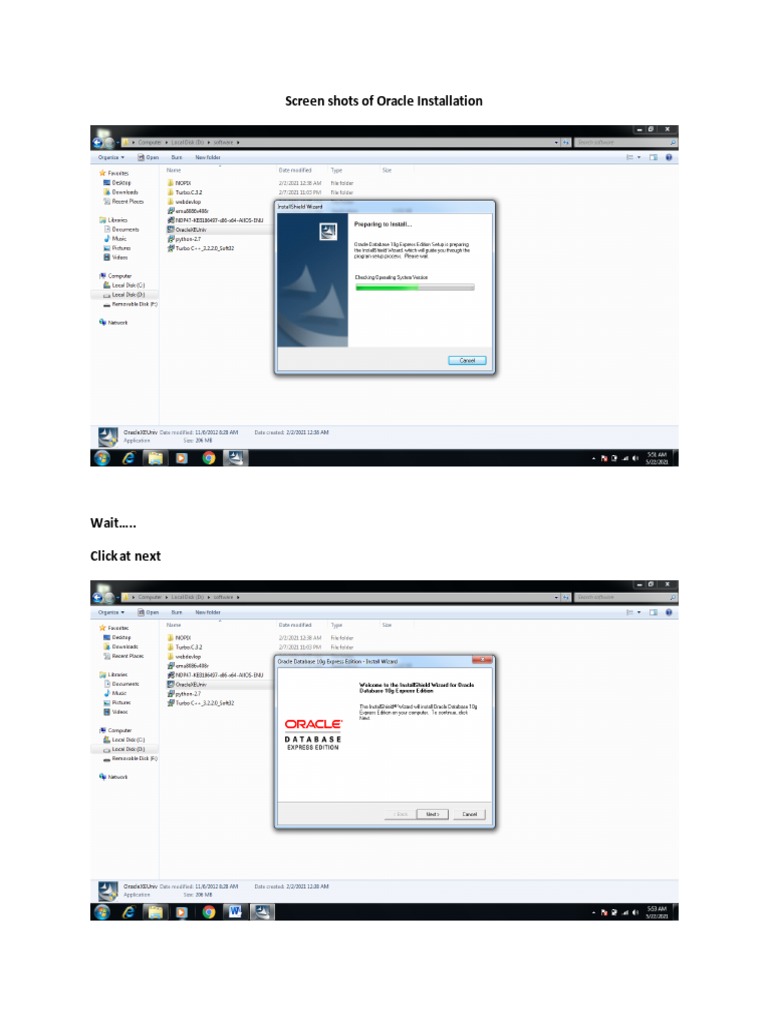 Screen Shots of Oracle Installation | PDF | Games & Activities | Computers