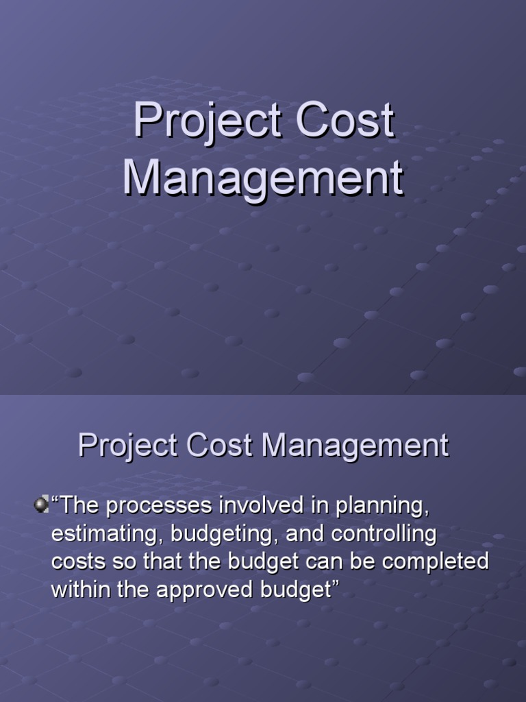 Project Cost Management Overview | PDF | Business | Economies