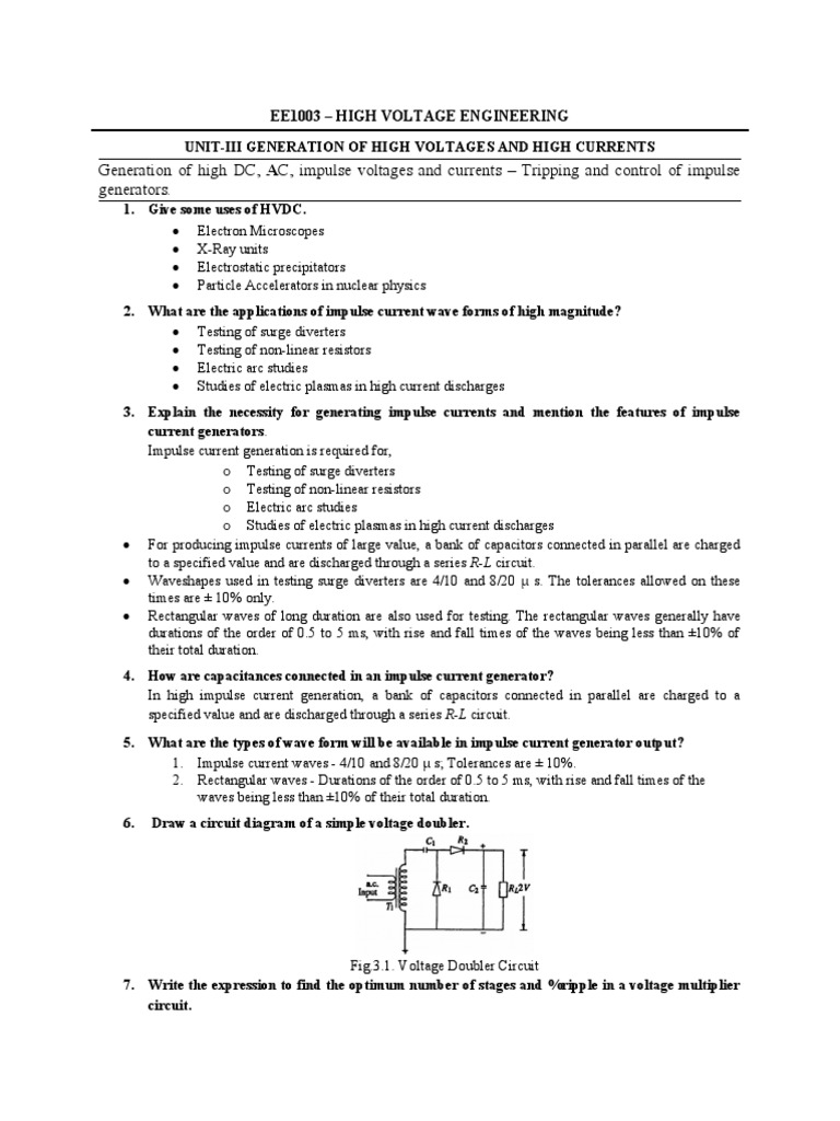 High Voltage Generation Techniques | PDF | Transformer | Capacitor