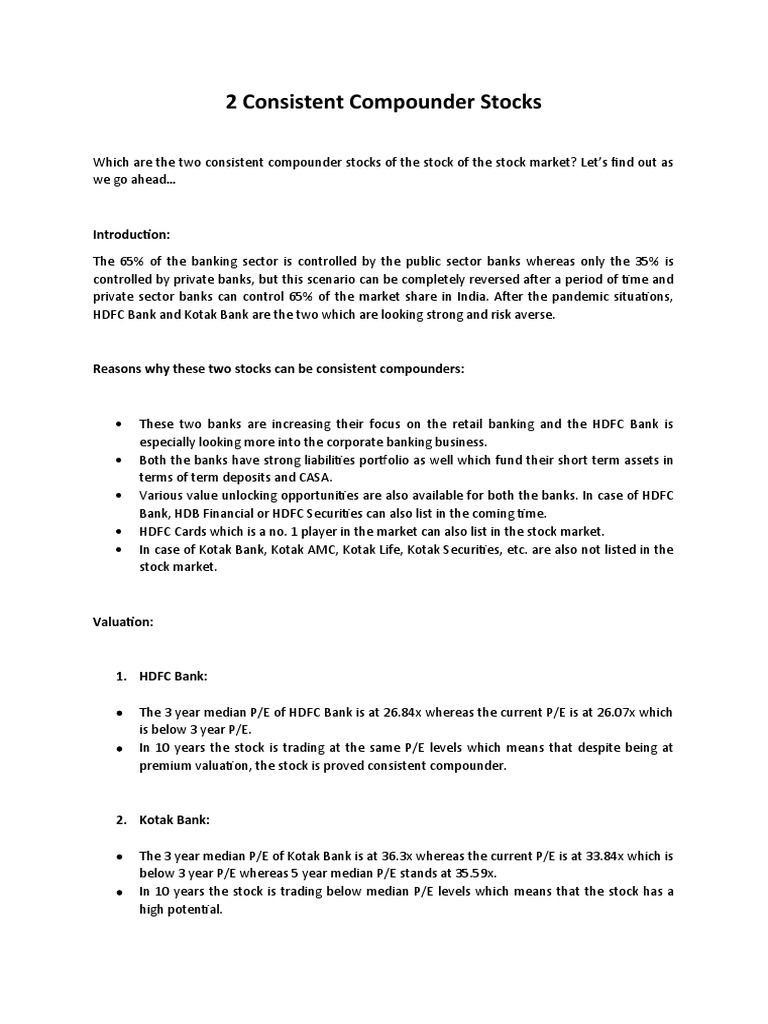 2 Consistent Compounder Stocks | PDF | Banks | Valuation (Finance)