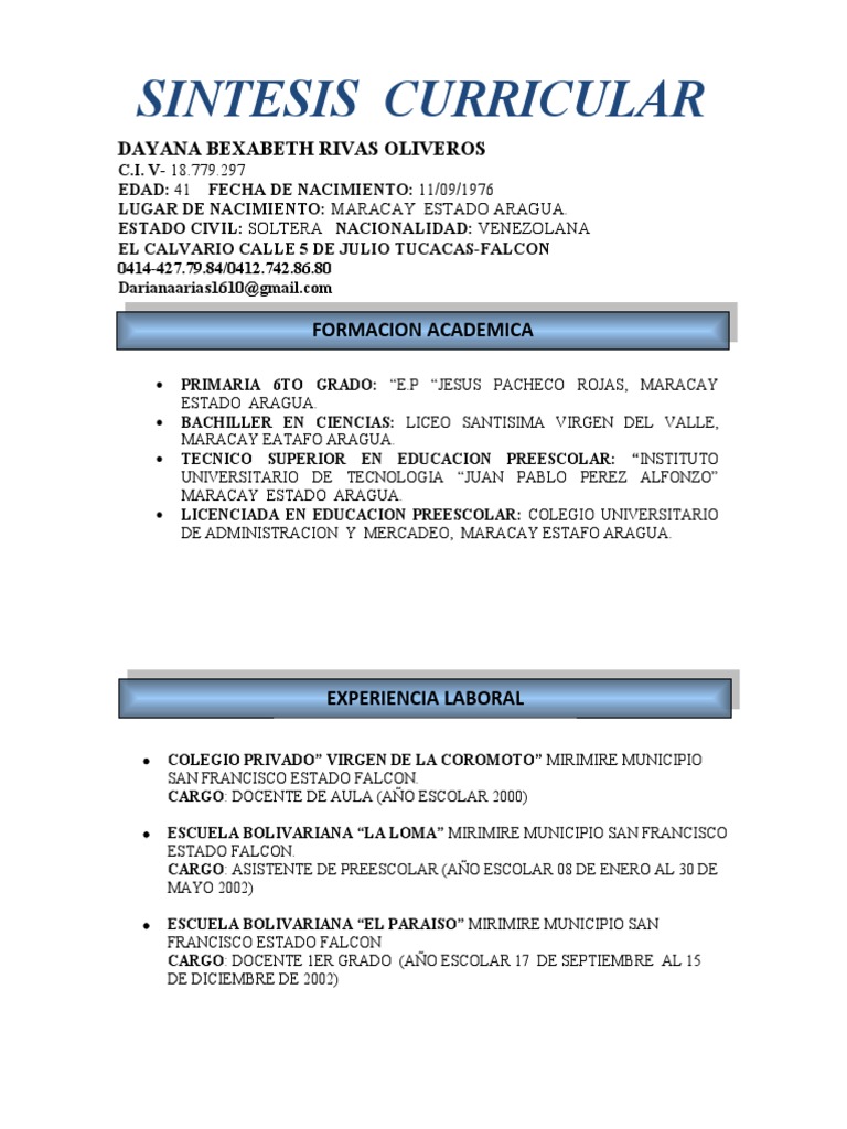 Perfil Profesional de Dayana Rivas Oliveros | PDF