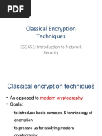 Classical Encryption Techniques: CSE 651: Introduction To Network Security